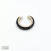 Kép 3/3 - ezüst rozé aranyozott fekete köves fülgyűrű
