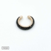Kép 3/3 - ezüst rozé aranyozott fekete köves fülgyűrű
