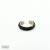 Kép 2/3 - ezüst rozé aranyozott fekete köves fülgyűrű