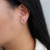 Kép 2/3 - ezüst rózsaszín swarovski köves fülbevaló