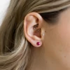 Kép 1/4 - ezüst pink swarovski köves fülbevaló