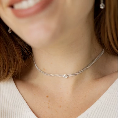 ezüst swarovski kristályos nyaklánc