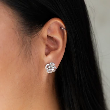 swarovski kristályos ezüst virág fülbevaló