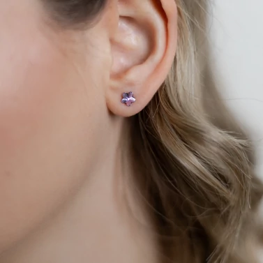 ezüst lila swarovski köves fülbevaló