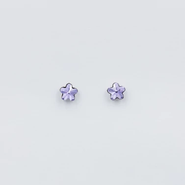 ezüst lila swarovski köves fülbevaló
