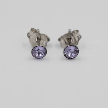 ezüst lila swarovski köves fülbevaló