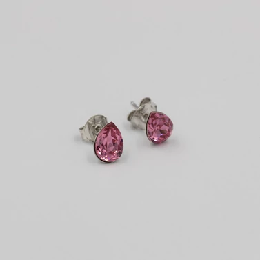 ezüst pink swarovski köves fülbevaló