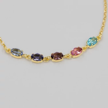 színes swarovski kristályos ezüst aranyozott karkötő
