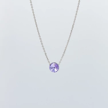 rózsaszín swarovski kristályos ezüst nyaklánc