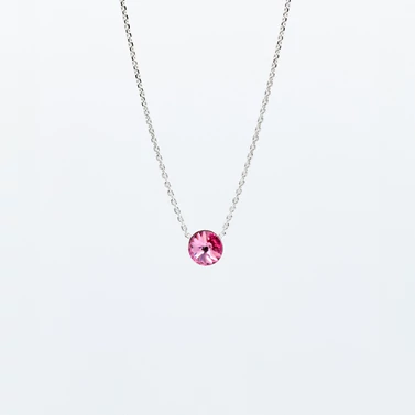 rózsaszín swarovski kristályos ezüst nyaklánc