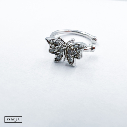 ezüst köves pillangó fülgyűrű