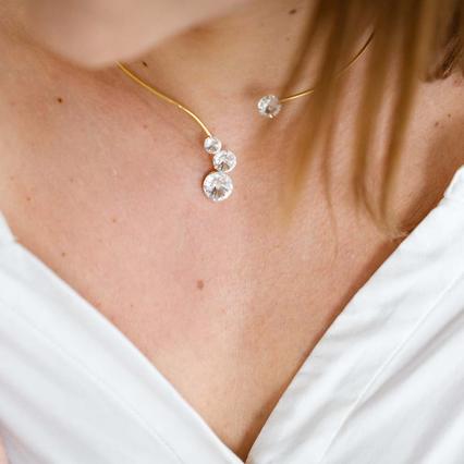 ezüst swarovski kristályos aranyozott nyakpánt