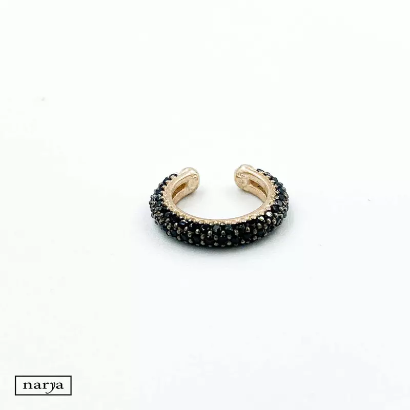 ezüst rozé aranyozott fekete köves fülgyűrű