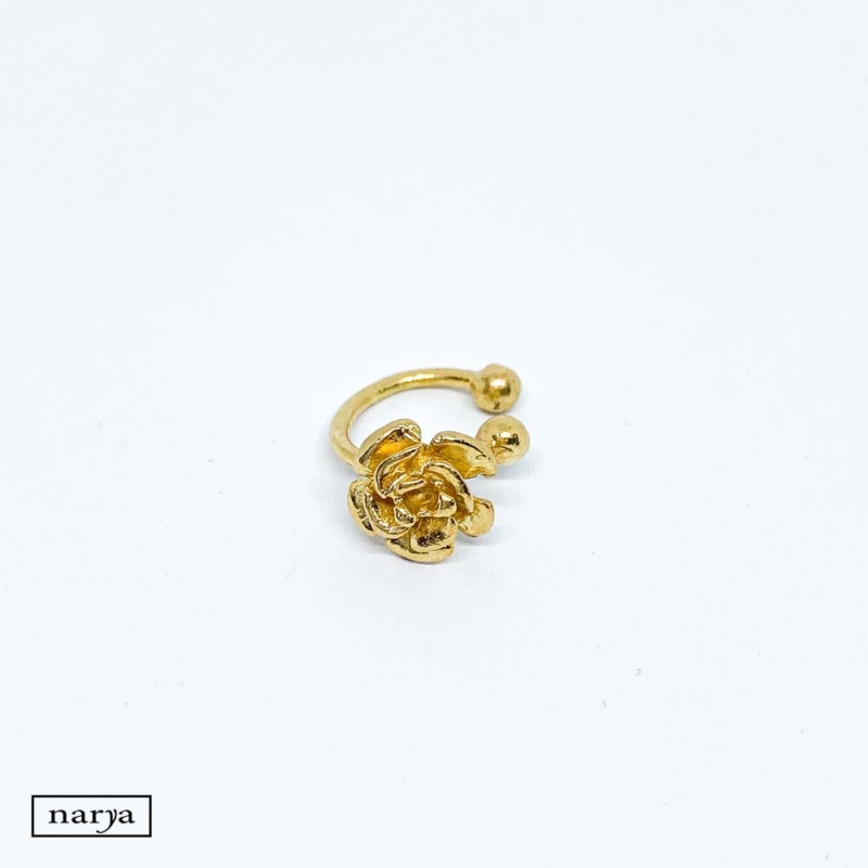 ezüst aranyozott rózsa mintázatú fülgyűrű