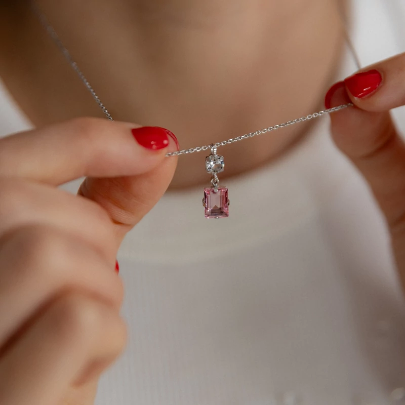 ezüst swarovski kristályos nyaklánc