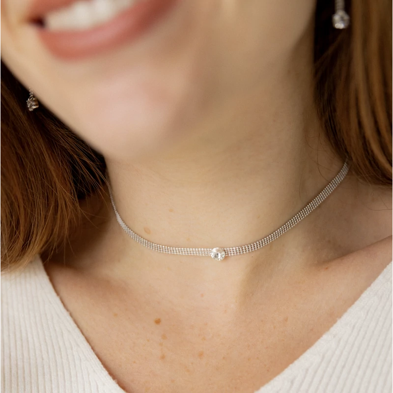 ezüst swarovski kristályos nyaklánc