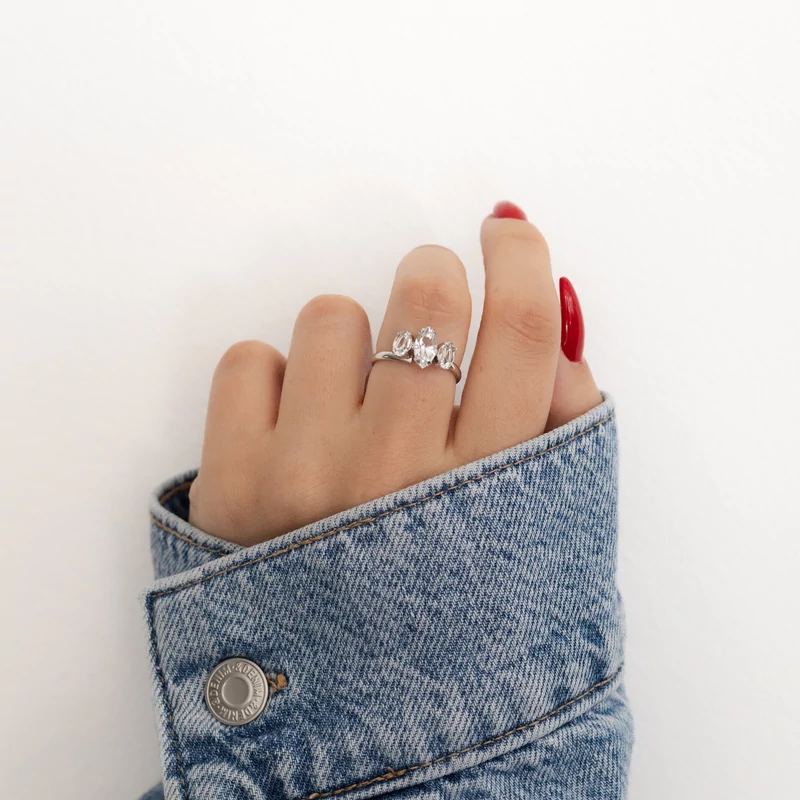 ezüst, swarovski köves gyűrű