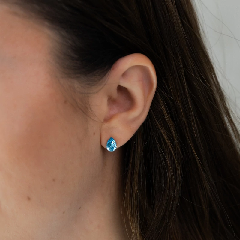 ezüst világoskék swarovski köves fülbevaló