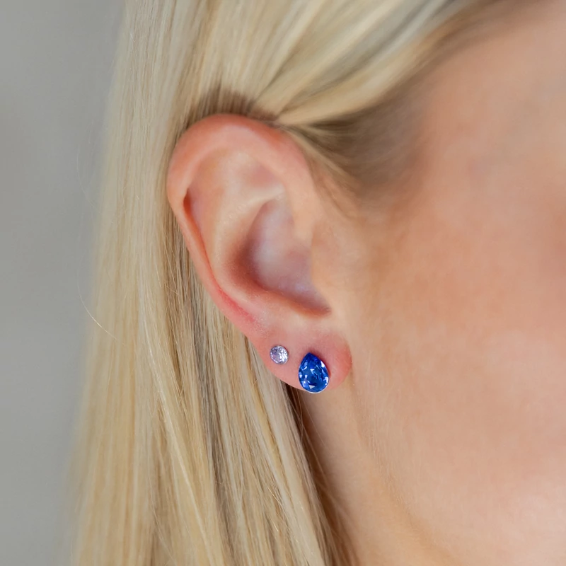 ezüst királykék swarovski köves fülbevaló