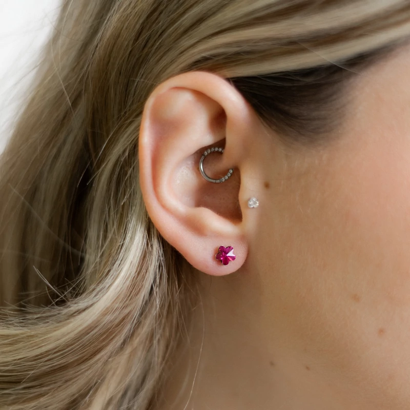 ezüst pink swarovski köves fülbevaló