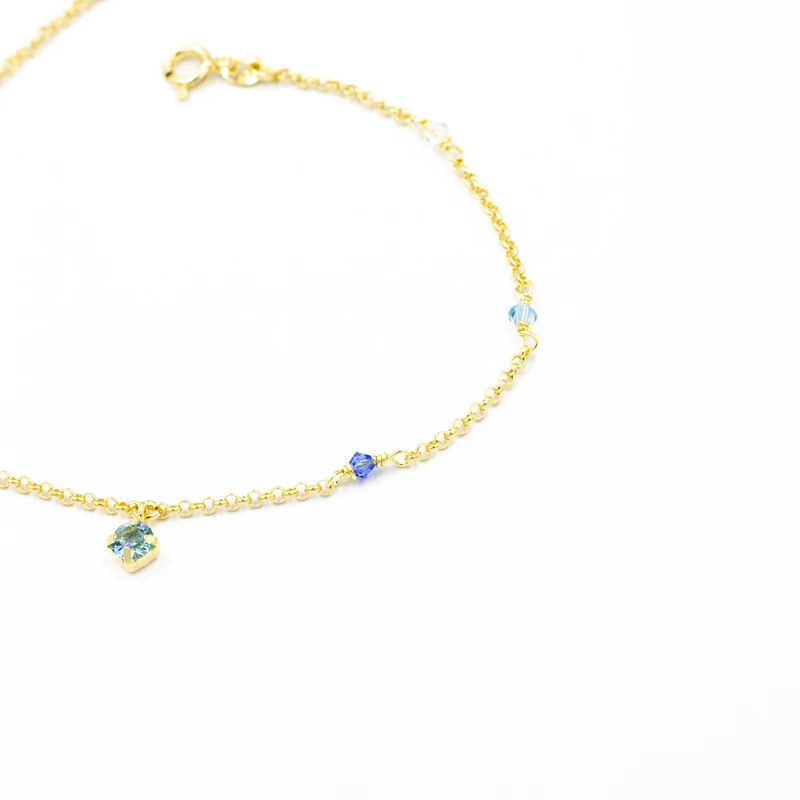 ezüst aranyozott swarovski kristályos bokalánc