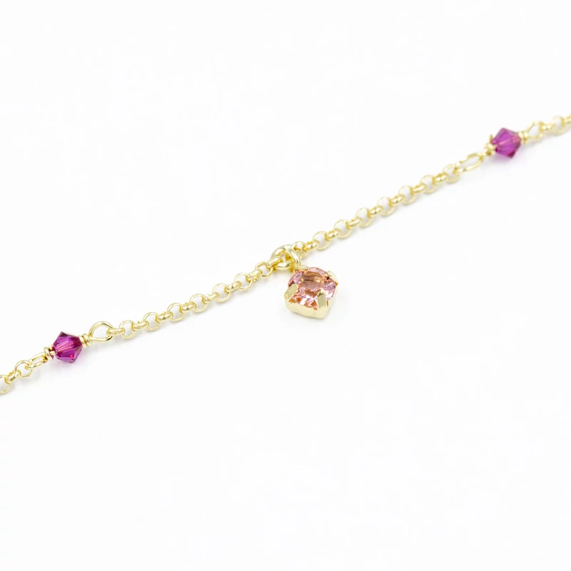 ezüst aranyozott swarovski kristályos bokalánc