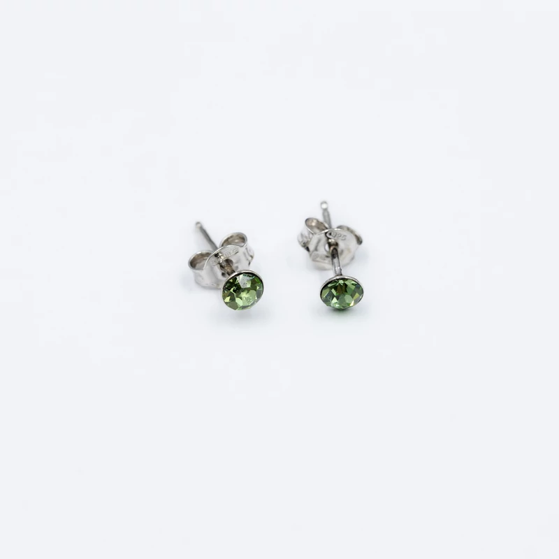 ezüst zöld swarovski köves fülbevaló