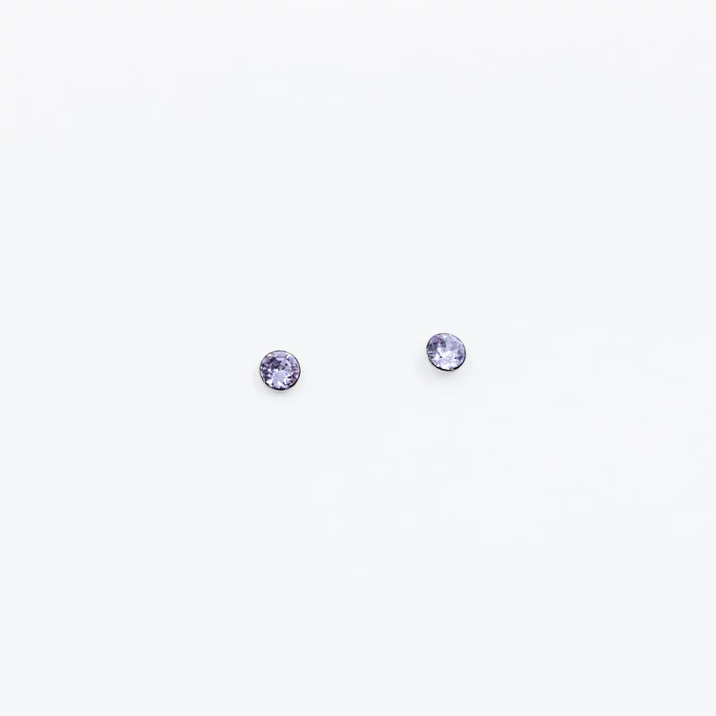 ezüst lila swarovski köves fülbevaló