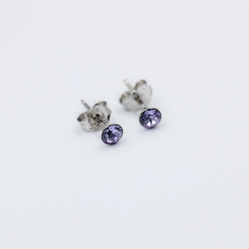 ezüst lila swarovski köves fülbevaló