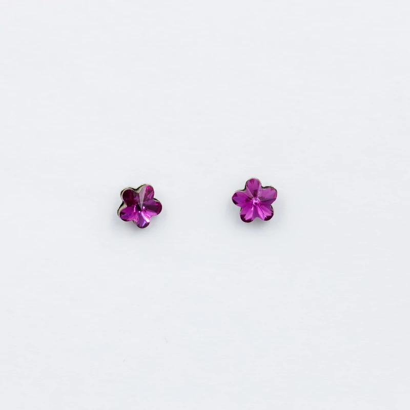 ezüst pink swarovski köves fülbevaló