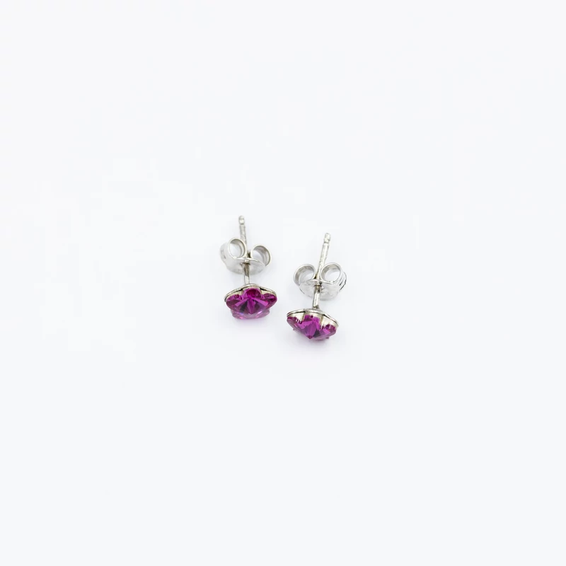 ezüst pink swarovski köves fülbevaló