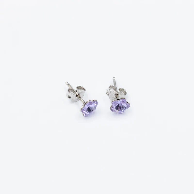 ezüst lila swarovski köves fülbevaló