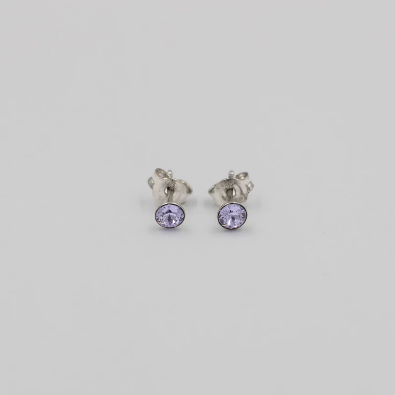 ezüst lila swarovski köves fülbevaló