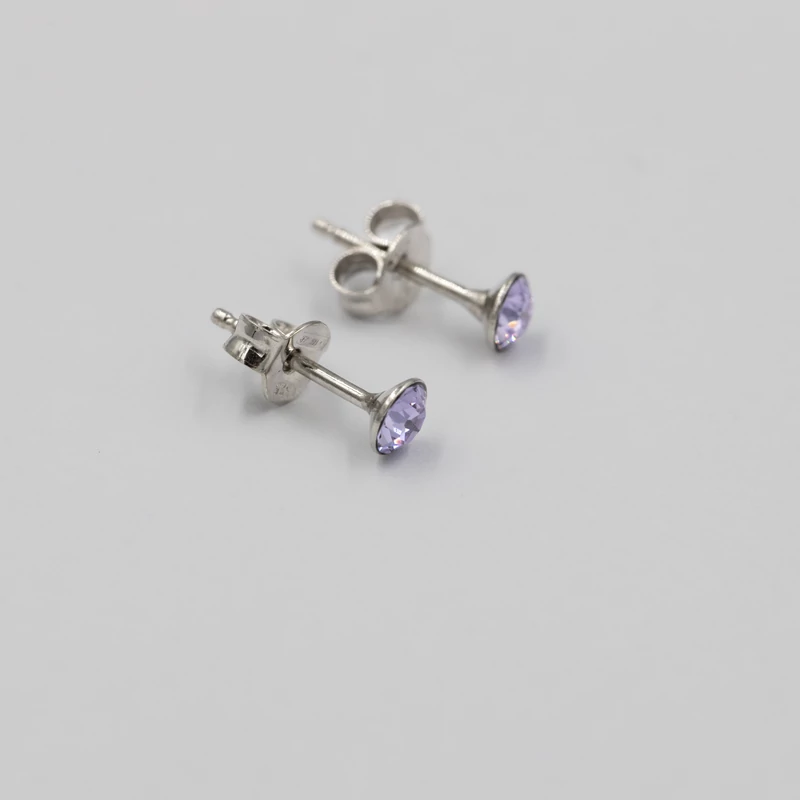 ezüst lila swarovski köves fülbevaló