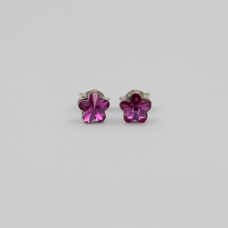 ezüst pink swarovski köves fülbevaló