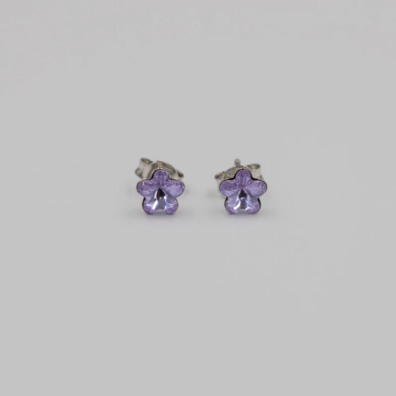 ezüst lila swarovski köves fülbevaló