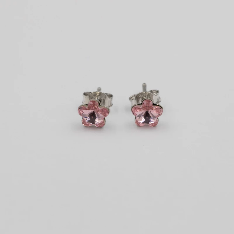 ezüst rózsaszín swarovski köves fülbevaló