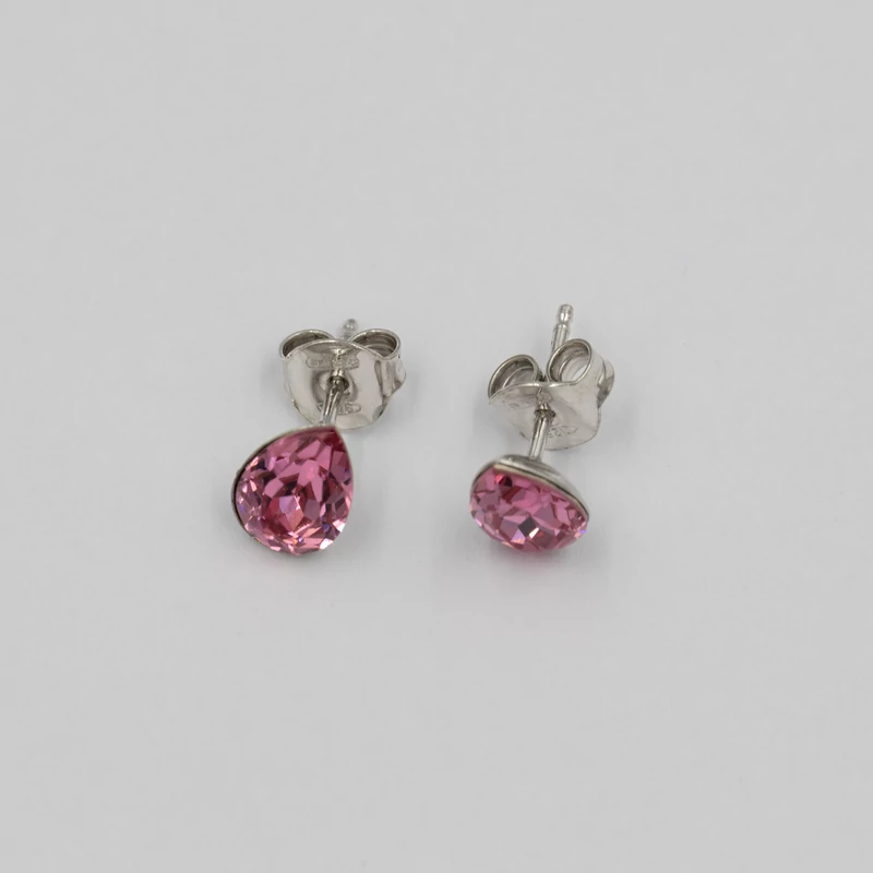 ezüst pink swarovski köves fülbevaló