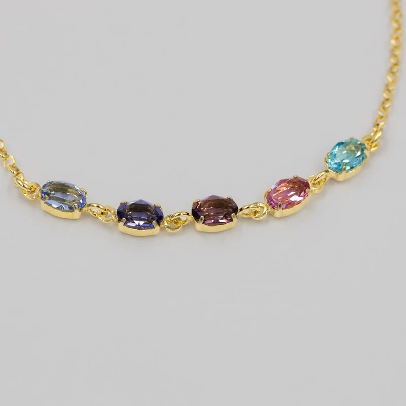 színes swarovski kristályos ezüst aranyozott karkötő