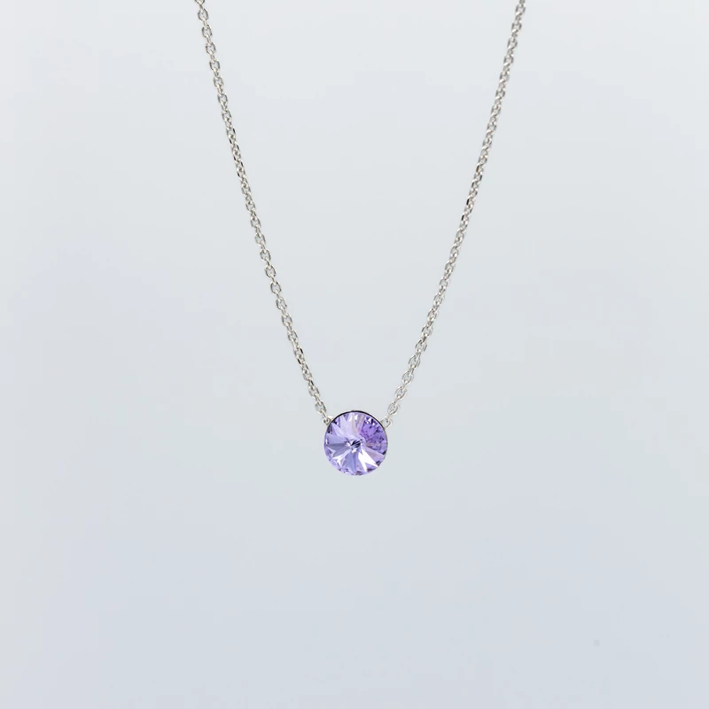 rózsaszín swarovski kristályos ezüst nyaklánc