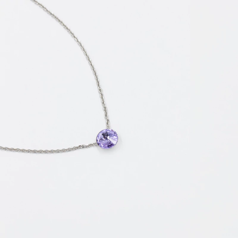 rózsaszín swarovski kristályos ezüst nyaklánc