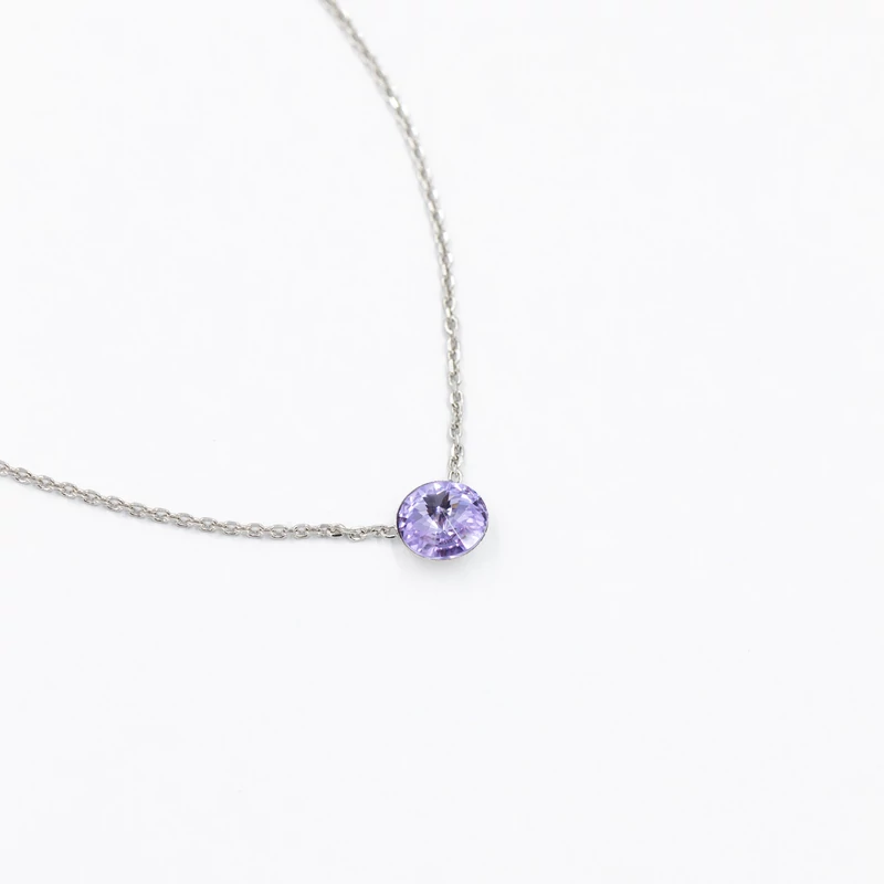 rózsaszín swarovski kristályos ezüst nyaklánc