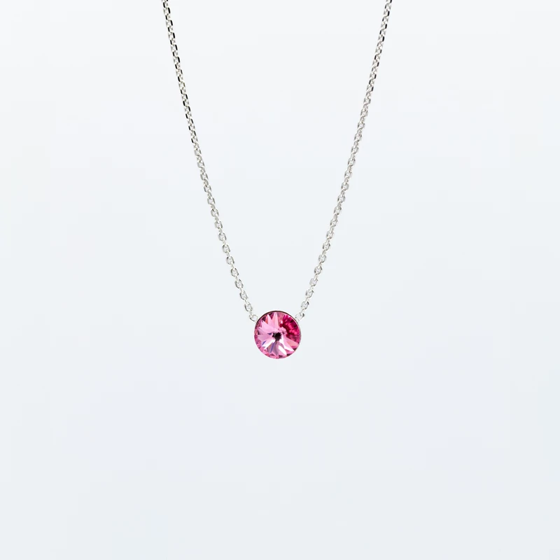 rózsaszín swarovski kristályos ezüst nyaklánc