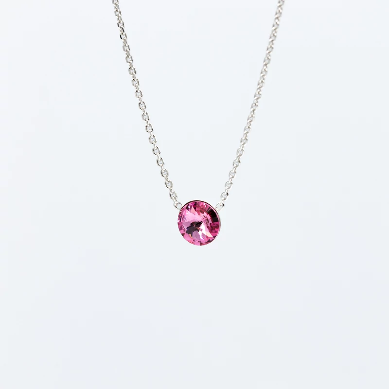 rózsaszín swarovski kristályos ezüst nyaklánc