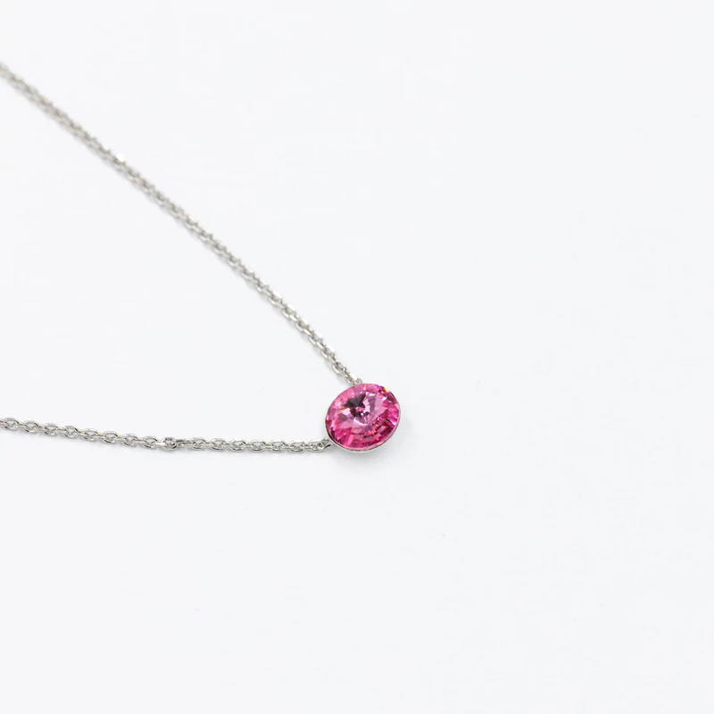 rózsaszín swarovski kristályos ezüst nyaklánc