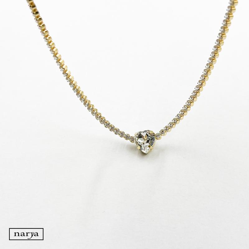 ezüst swarovski kristályos aranyozott nyaklánc